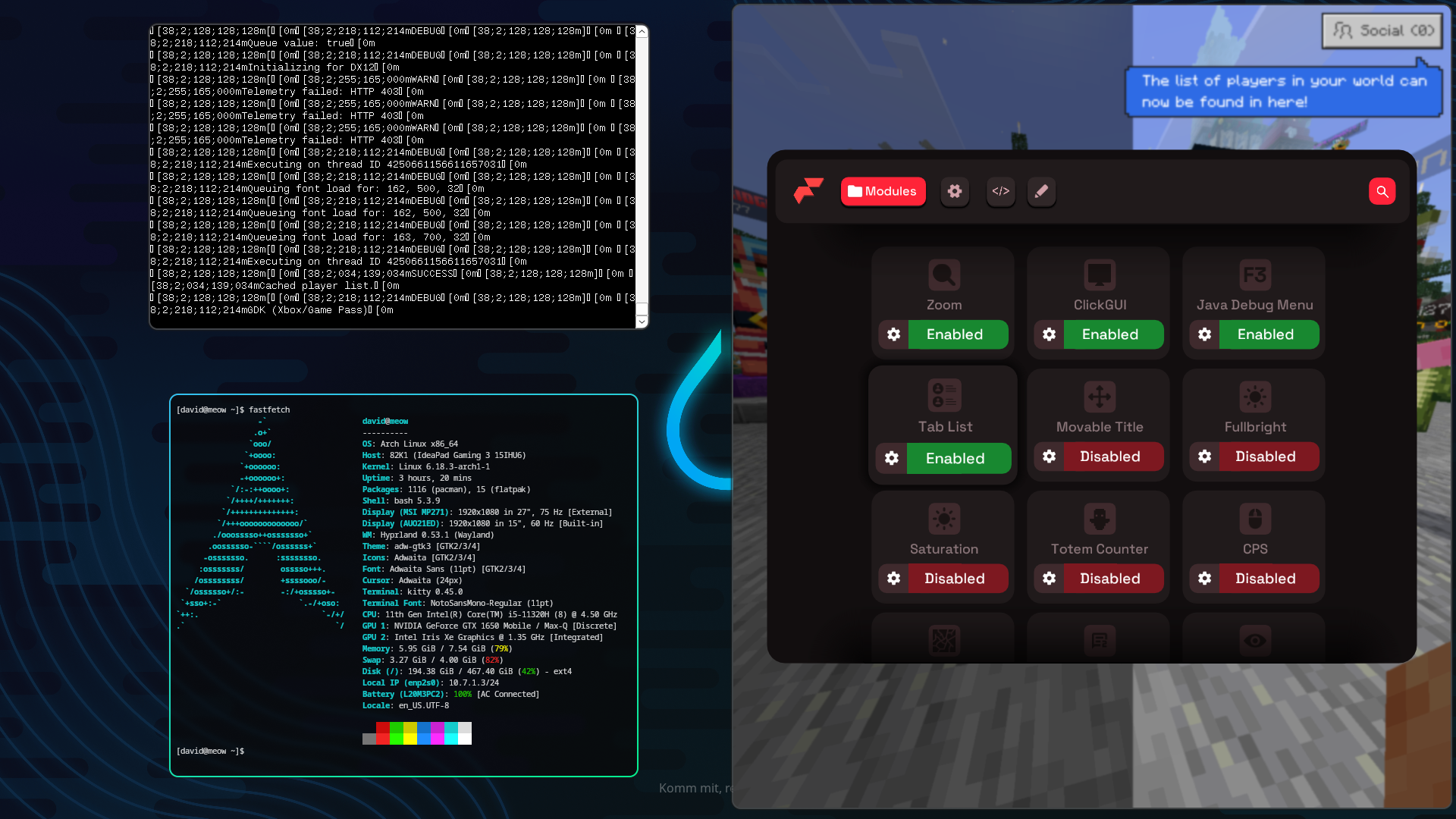 Minecraft Bedrock with clients on Linux